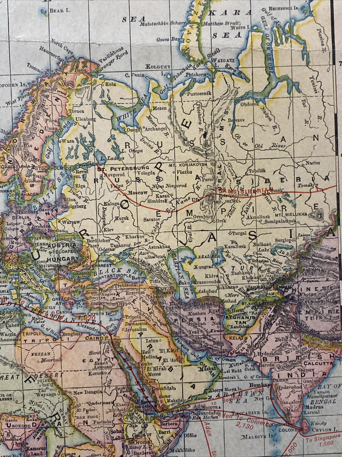 Large Format 1905 COLOR Rand McNally Map Atlas Page iv World Atlas