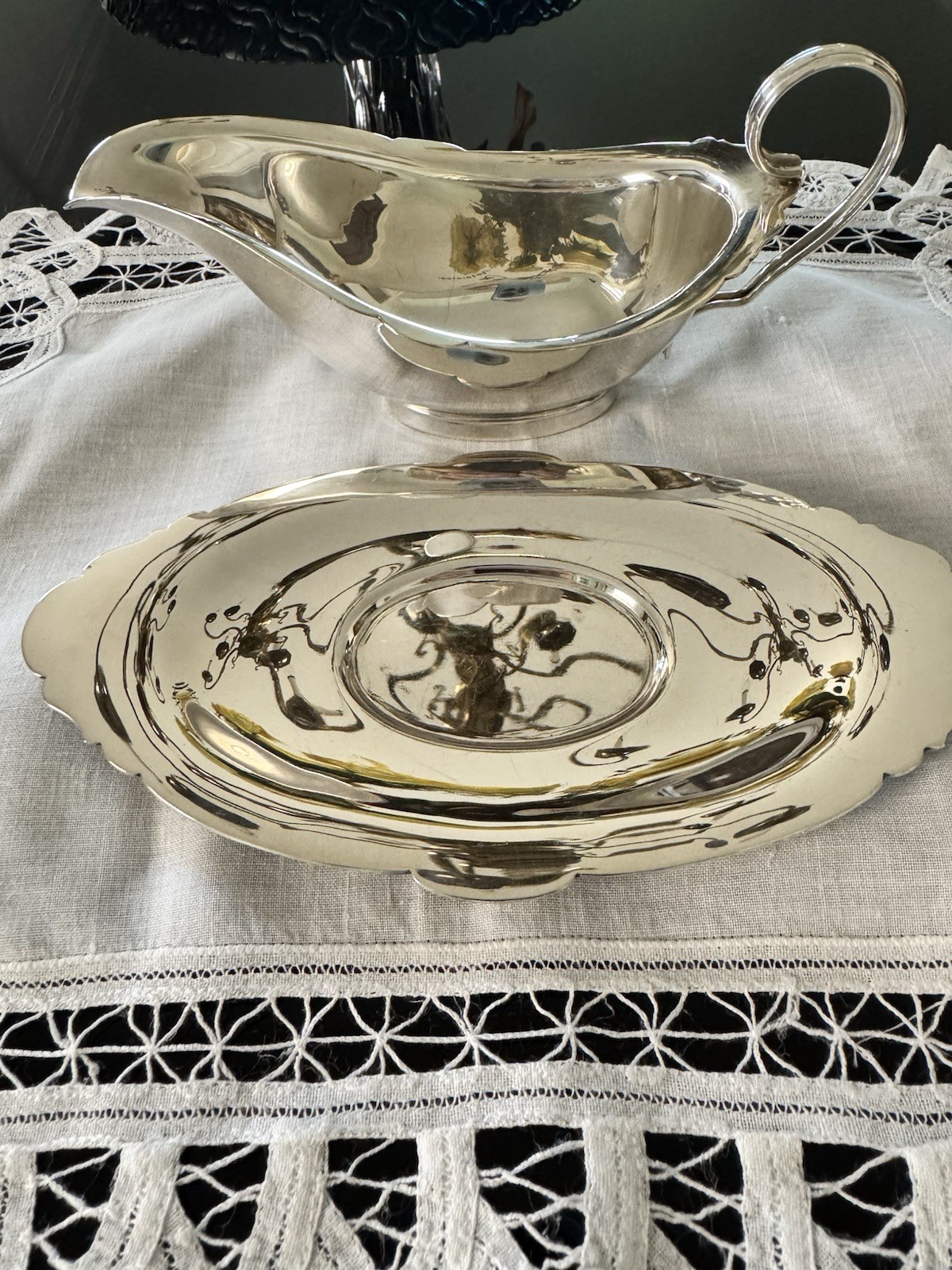 Watson Sterling Co. Sauce Boat w/ Matching Under Tray. Pristine Condition c1919