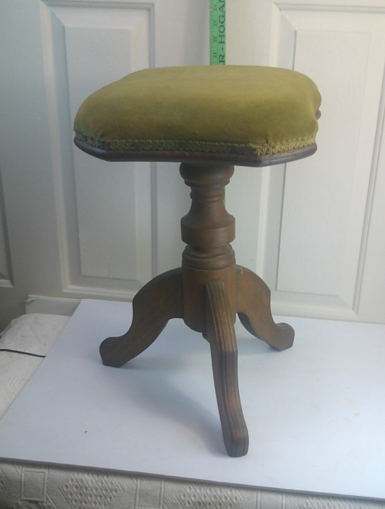 Vintage WOOD PIANO STOOL organ victorian wooden seat antique none adjustable