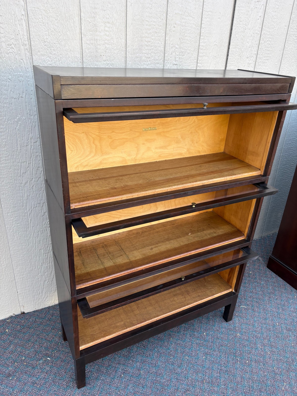 67598 Shaw Walker Three-Section Barrister Bookcase with Glass Doors