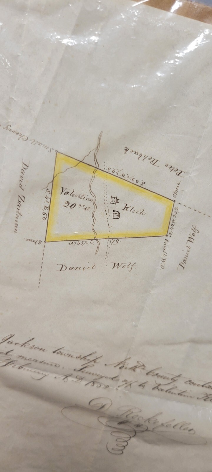 Rare D Rockefeller Signed Autograph 1852 Jackson Township Monroe County PA Map