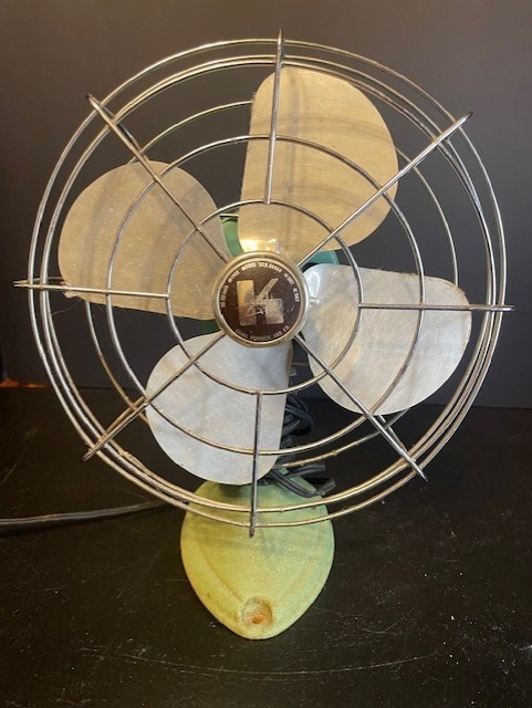 Vintage Sears Roebuck Table Fan Model 303.80060 Blue Green Tested 40W 1950s USA