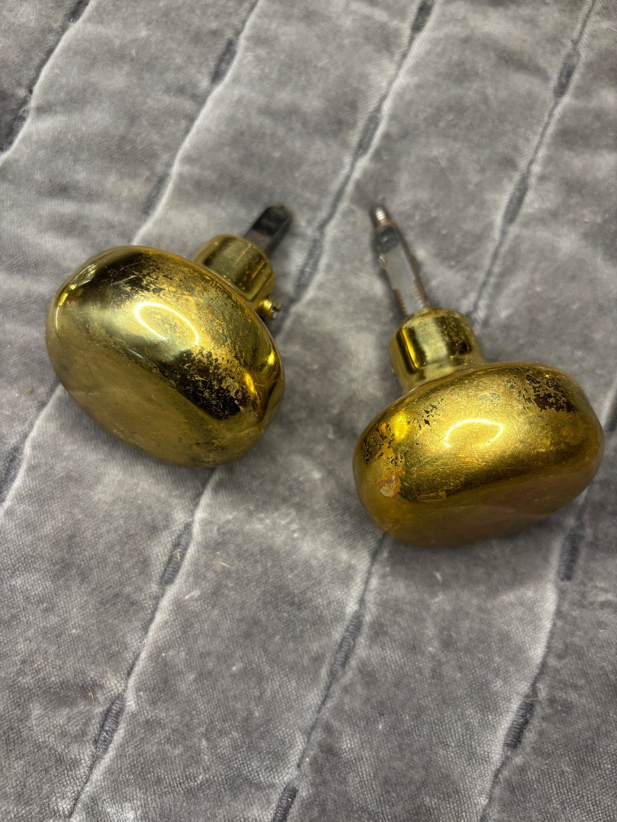 Antique VTG Glass, Brass Door Knobs Lot Of 9 Hardware Salvage