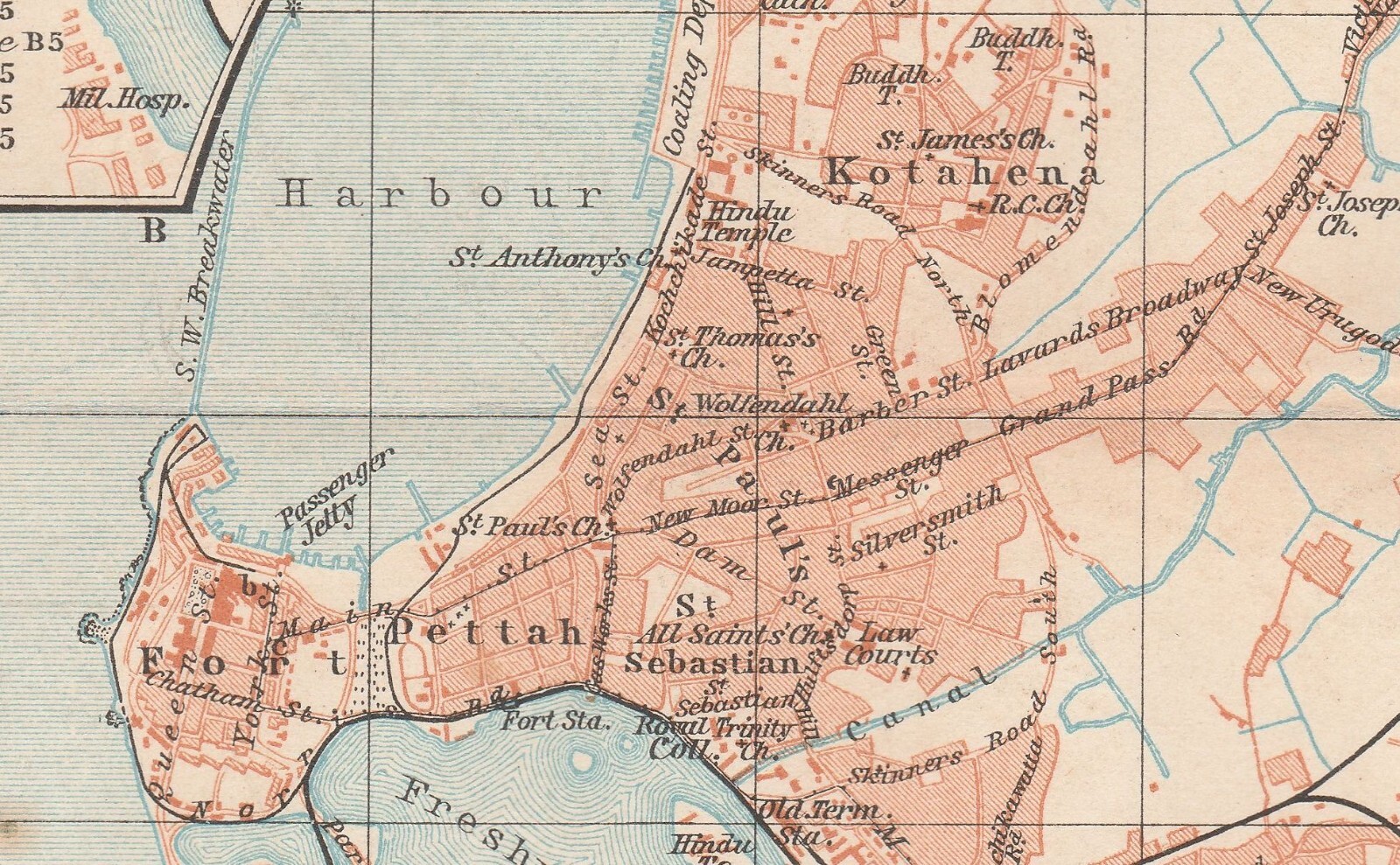 COLOMBO 1914 SRI LANKA ANTIQUE ORIGINAL MAP CITY PLAN කොළඹ கொழும்பு
