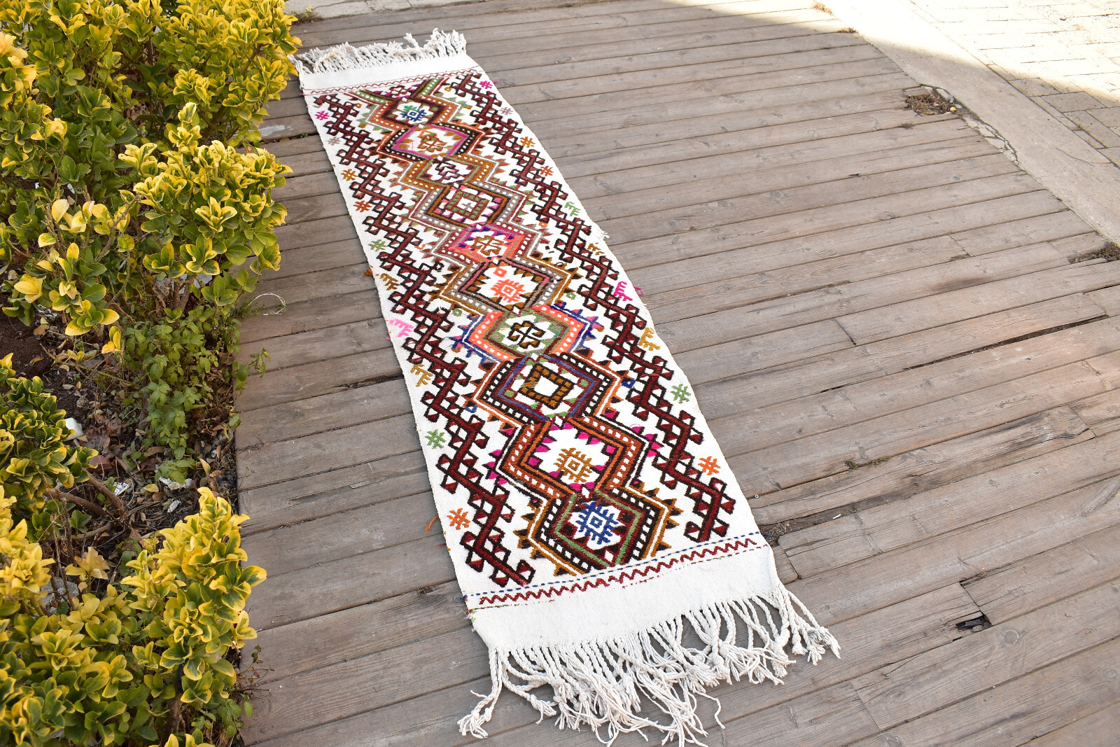 Turkish Rug 1’x6′ Oriental Cicim Runner Corridor Hallway Stairs Kilim 55x188cm