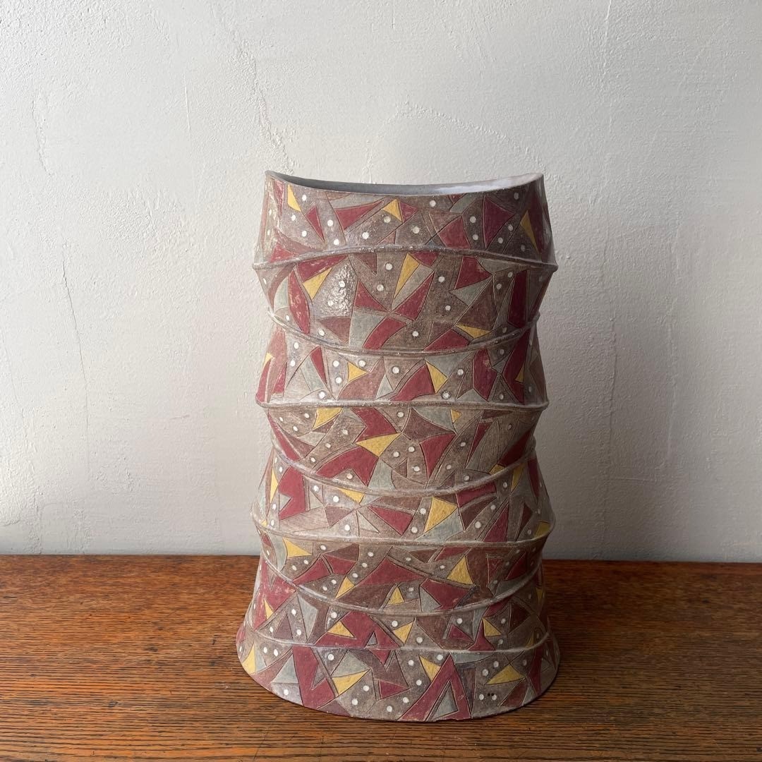 Vintage Japanese Pottery Vase Ceramic Jar Flower Vessel Ikebana 11.2 inch