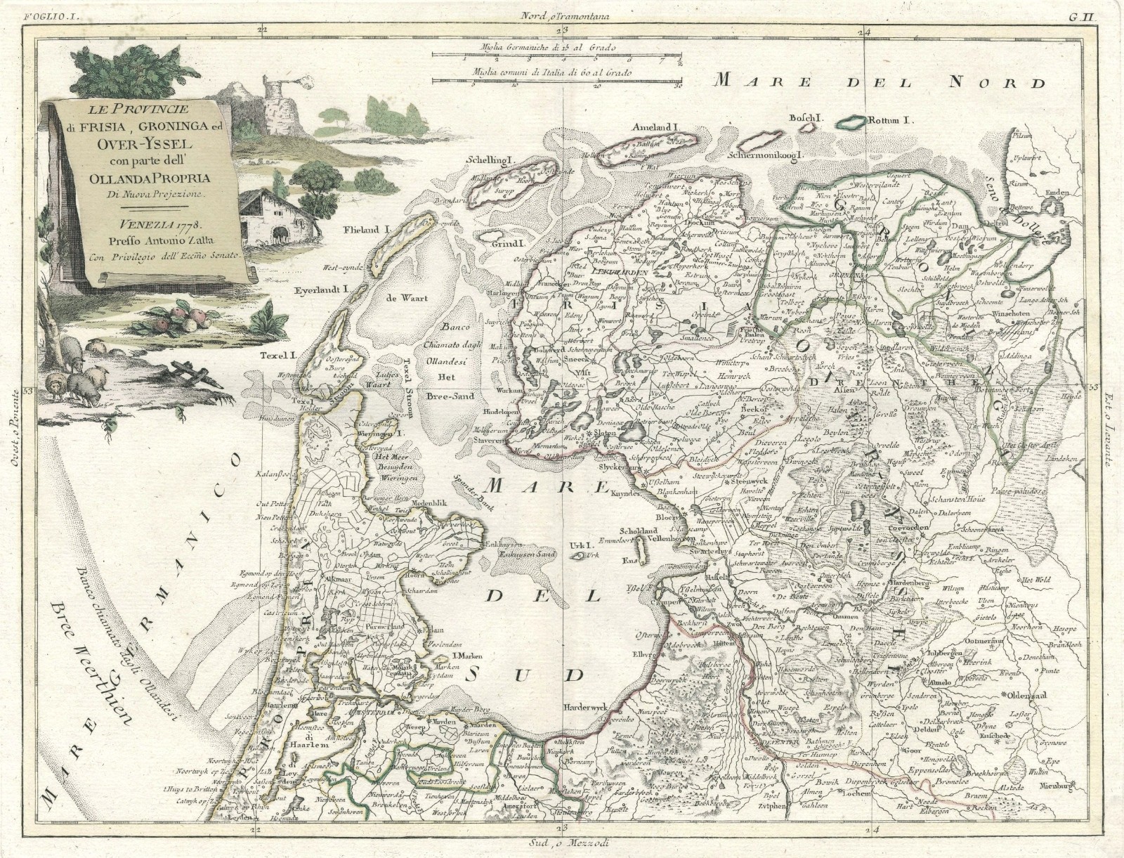 Map “Le Provincie di Frisia, Groninga ed Over-Yssel” (Northern Netherlands) 1778