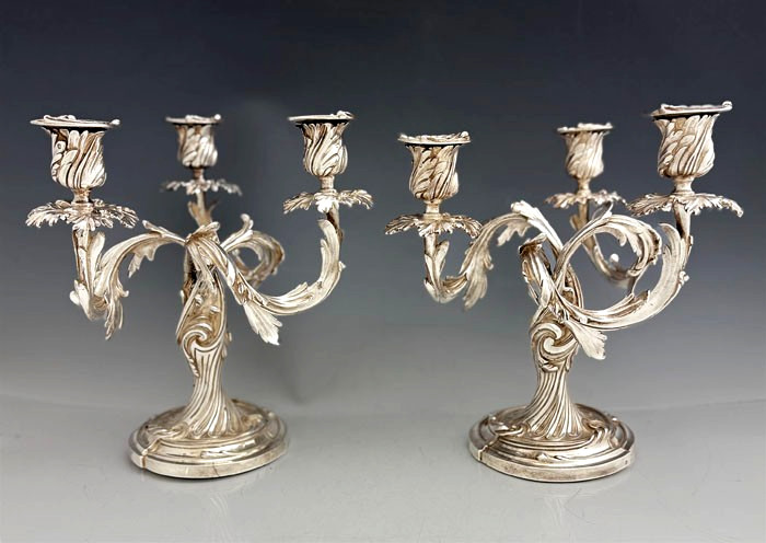 Pair of FRENCH 950/1000 Silver Candelabra 139 oz Minerva Head