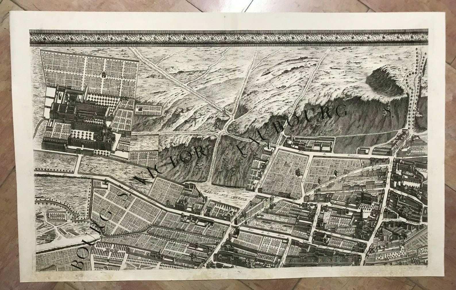 PARIS 1739 PLAN DE TURGOT & BRETEZ LARGE ANTIQUE PLAN NUMBER 3- 1st EDITION