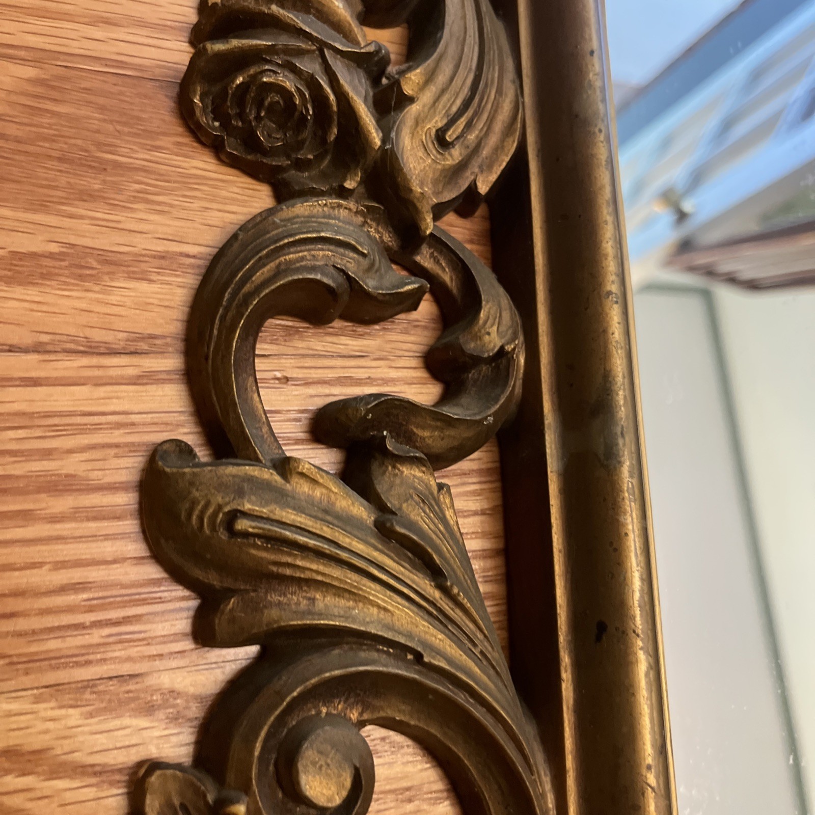Vtg SYROCO Rectangle Wall Mirror Gold Gilt Frame Homco Regency 29″x19″ MCM 2075