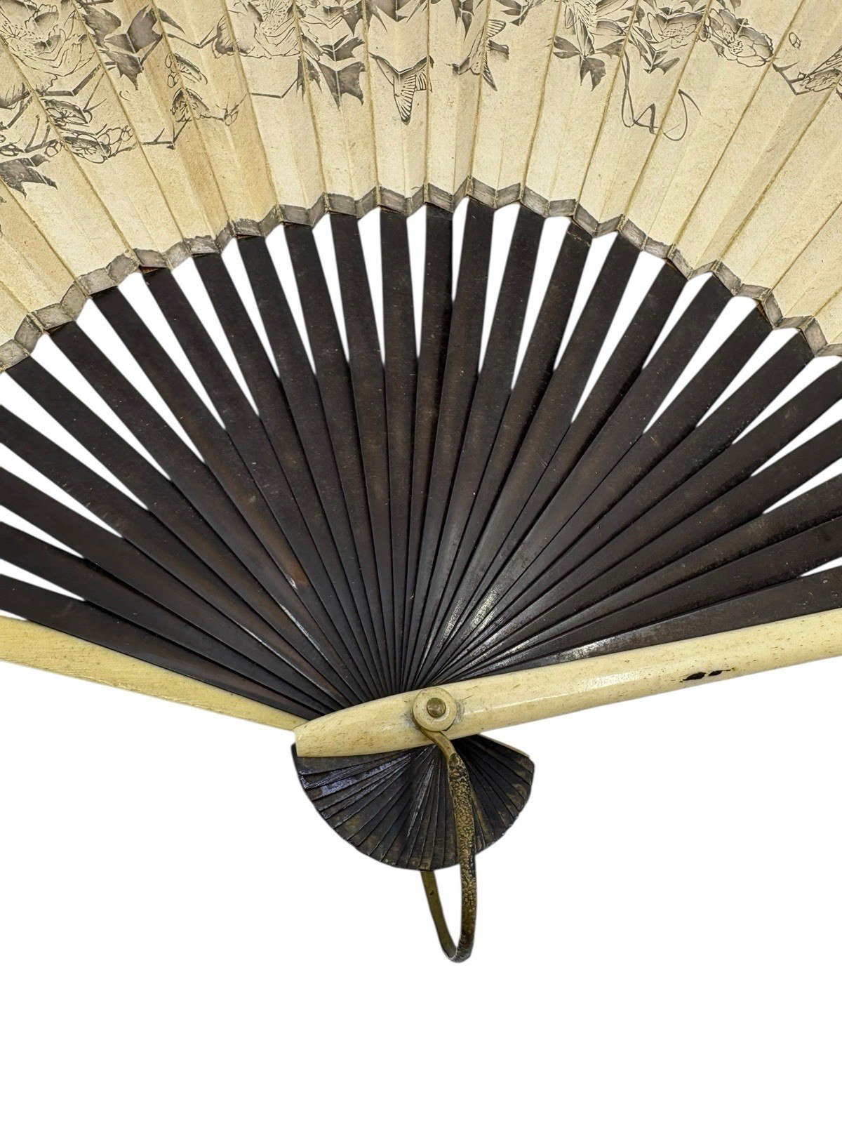 Antique japanese Paper And Bone Hand Folding Fan