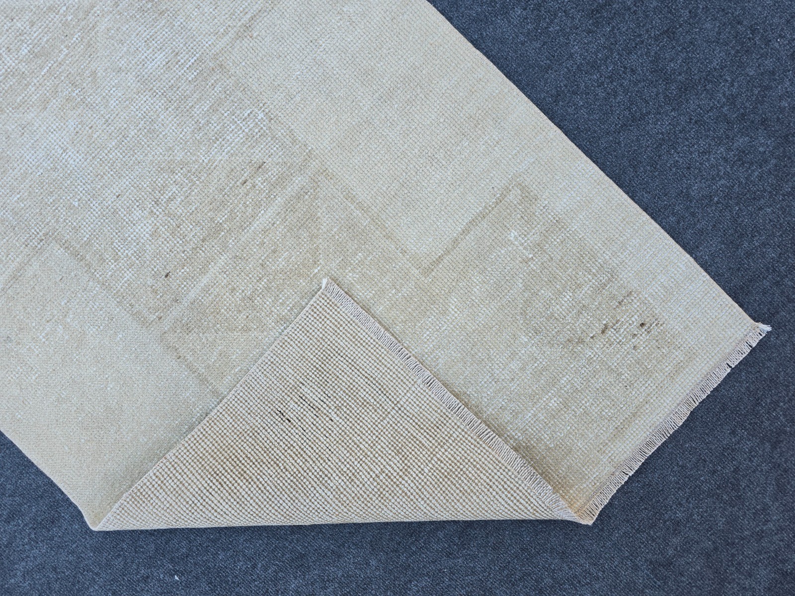 3′ x 11′ Vintage Neutral Runner Rug, Turkish Oushak Wool Beige Hallway Runner