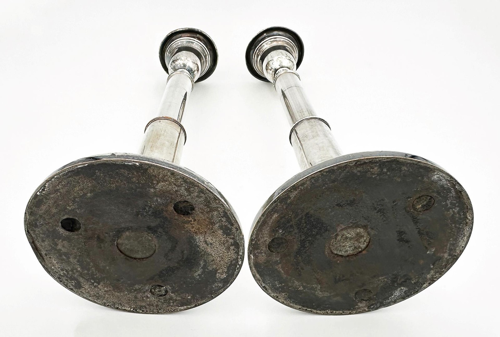 PAIR GEORGE III TELESCOPIC CANDLESTICKS OLD SHEFFIELD PLATE c1800