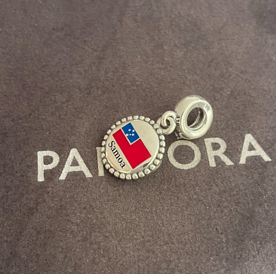 Pandora Samoa Flag Dangle Charm S925 Sterling Silver Jewelry