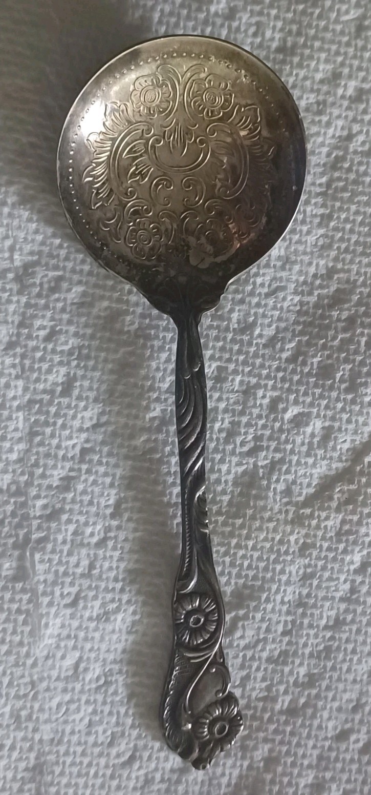 Vintage Ornate Nils Johan Silver-Plated Serving Spoon From Sweden