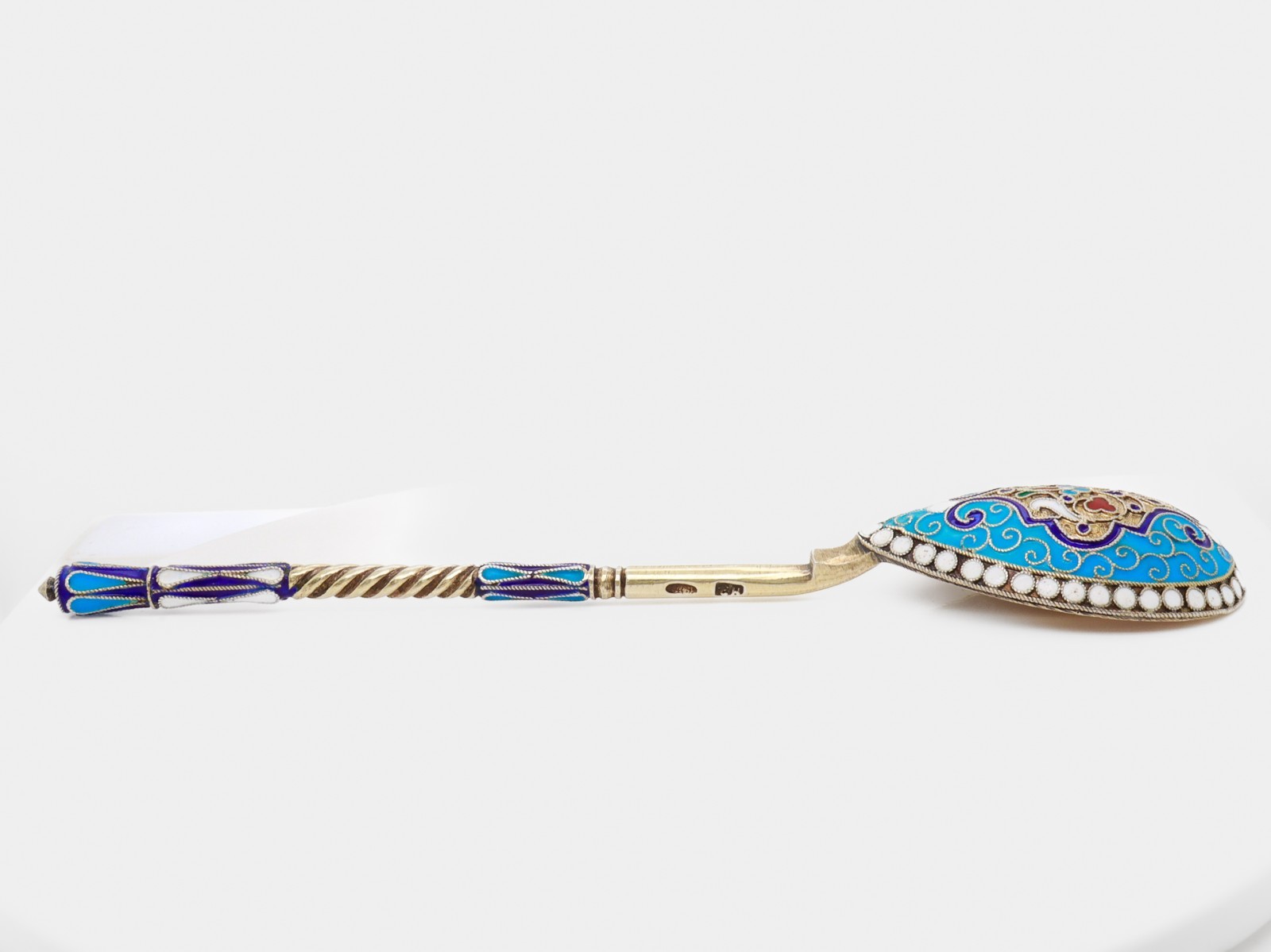 Antique 19th Century Russian Imperial Silver & Cloisonne Enamel Spoon
