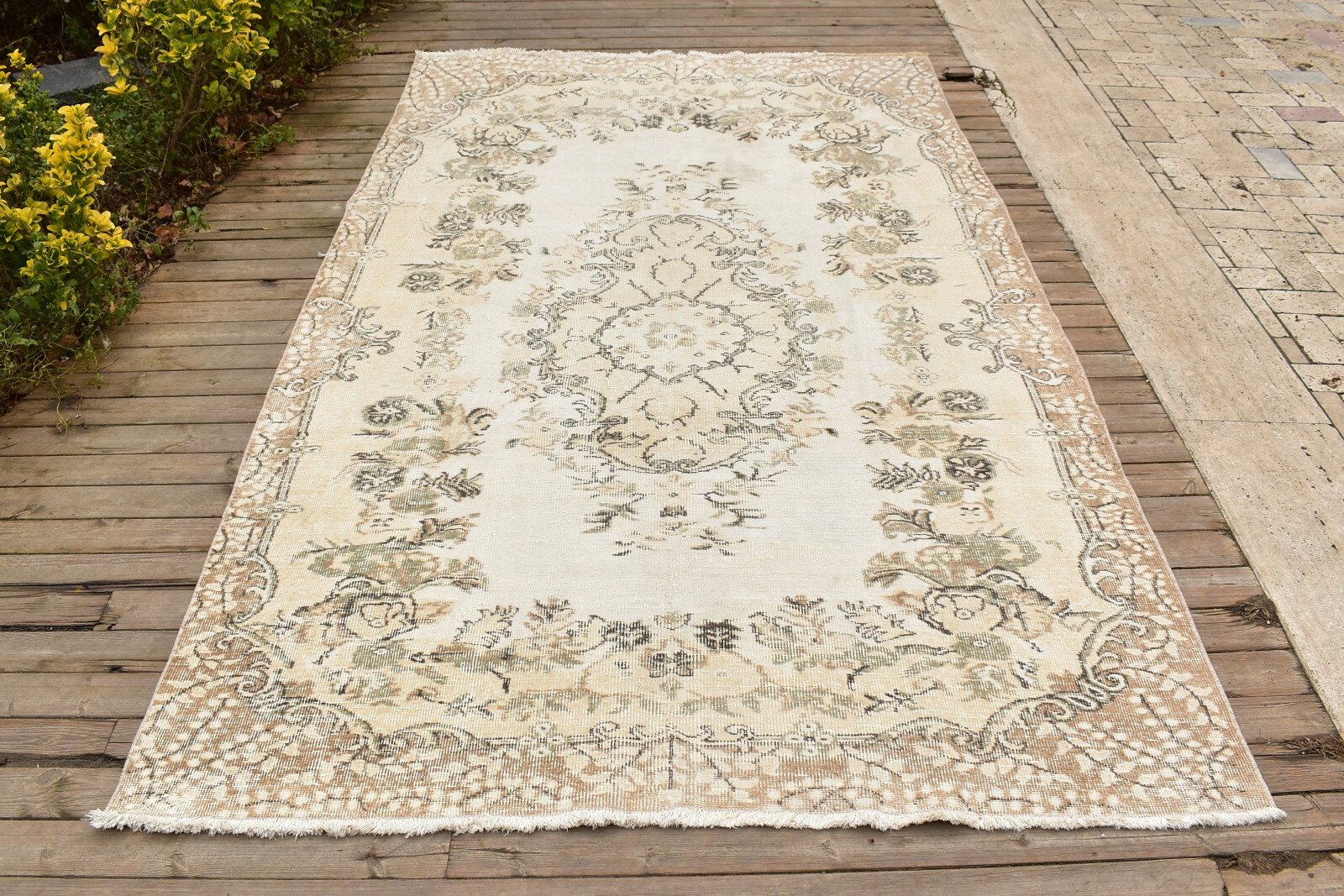 Turkish Oushak Rug 5×9 Vintage Rug AMAZING BeigeTribal Oriental Rug 165x280cm