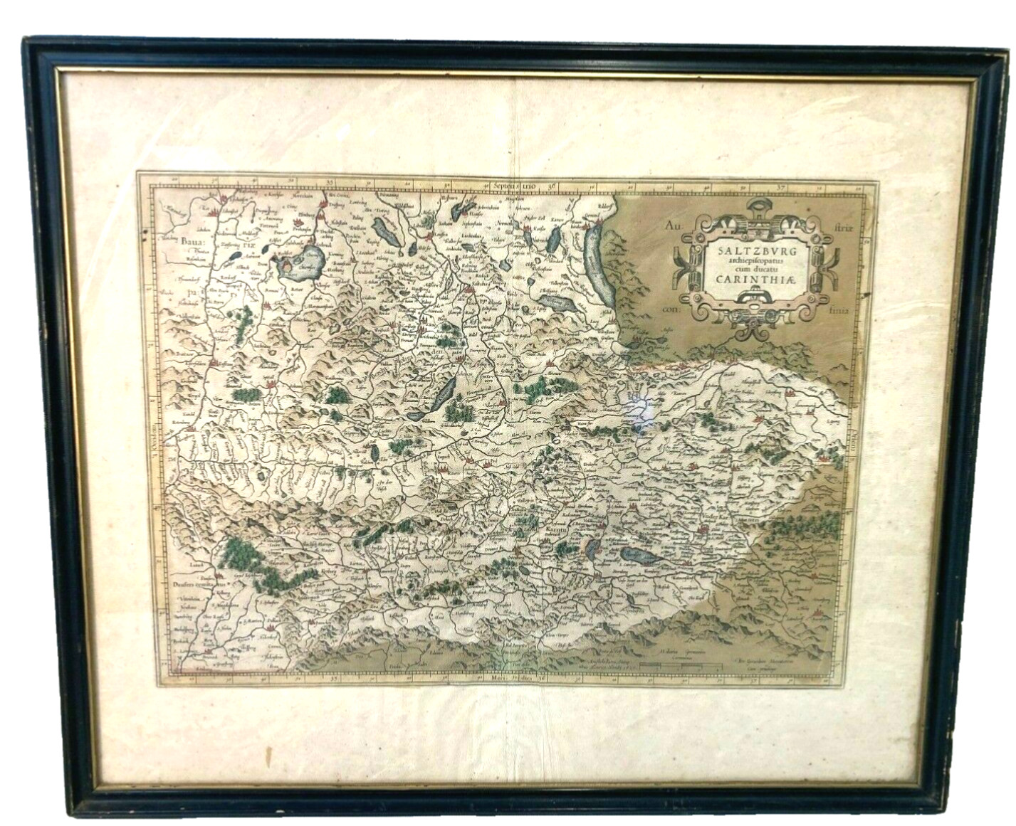 1627 Salzburg Map Sheet from Atlas Hand Colored “Salzburg archiepisocopatus