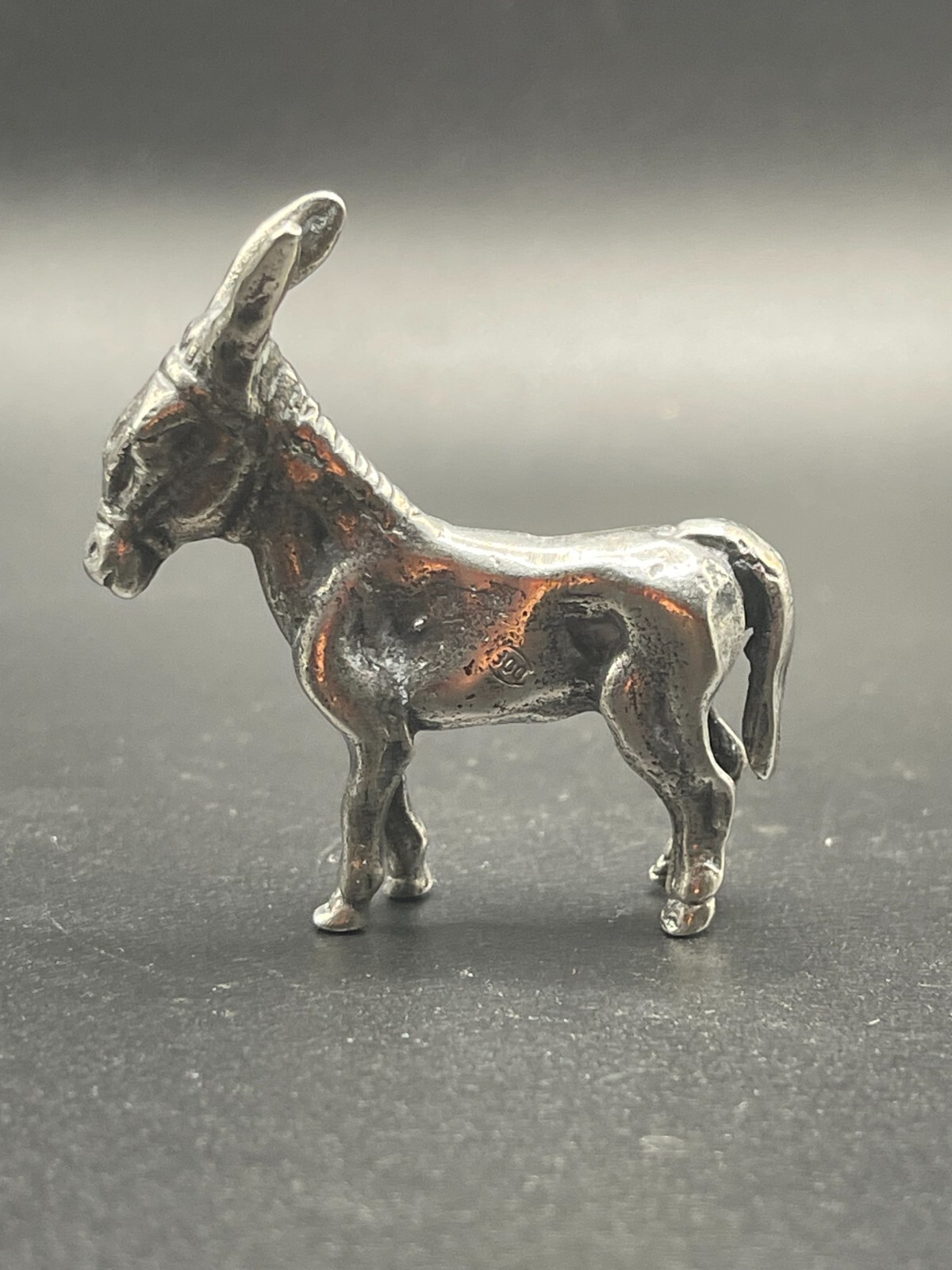 Vintage Continental European 800 Silver Donkey Figurine