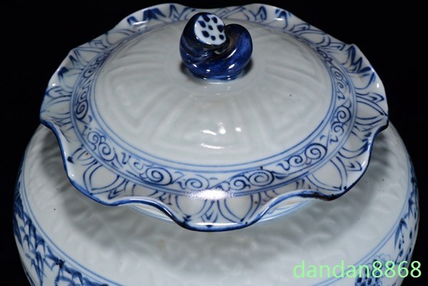 9.2″Ming Blue White Porcelain Pine tree Bamboo Plum Blossom tank pot crock jar