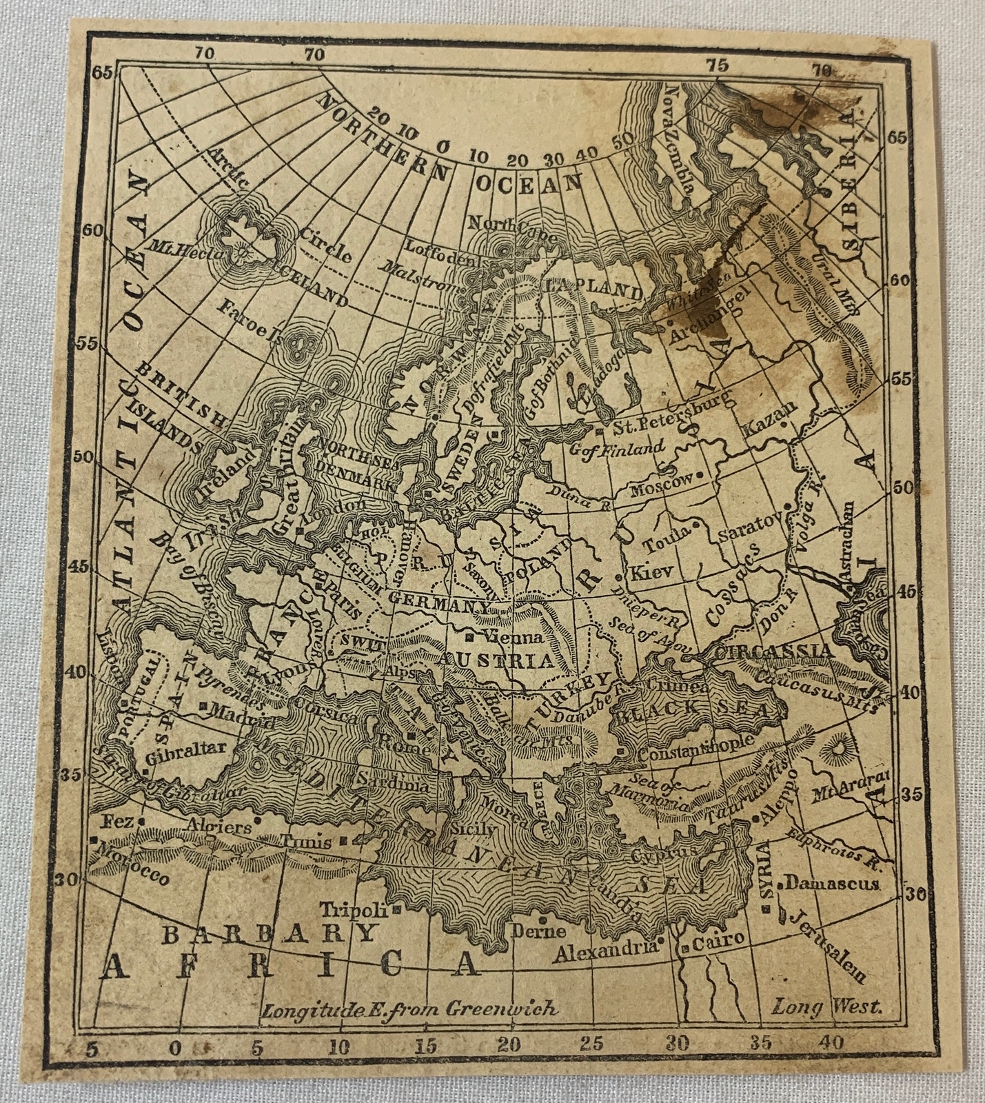 1847 book engraving ~ MAP OF EUROPE