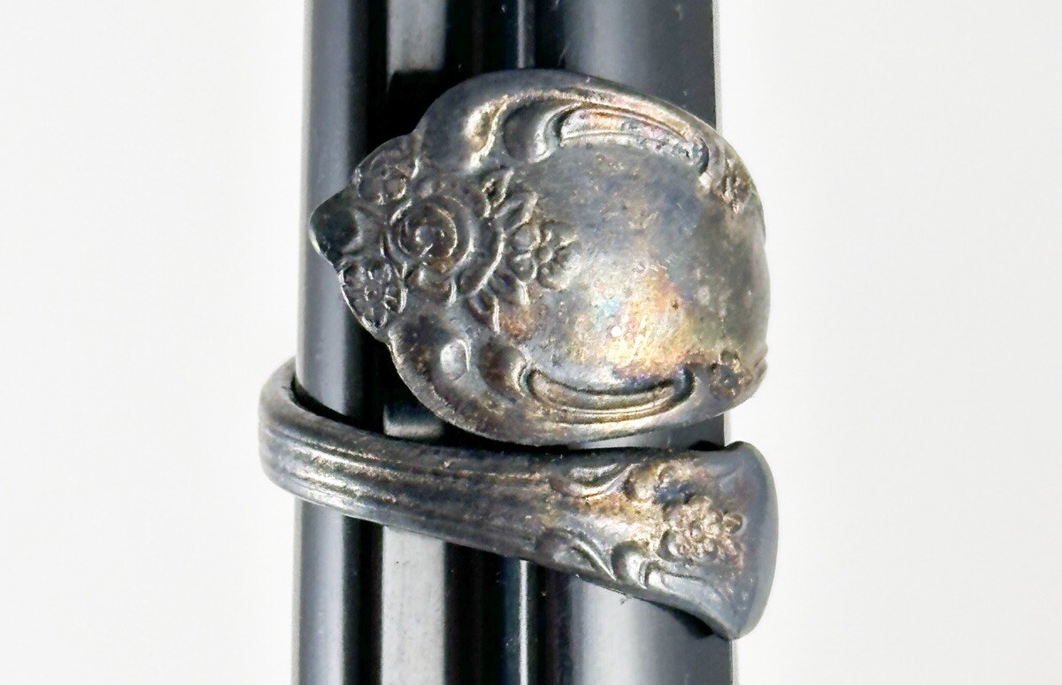 Vintage SZ ~6 Adjustable WMA Rogers Bros Silverplate Spoon Ring Handmade Wrap