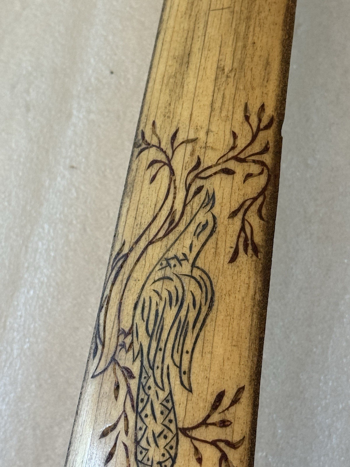 Antique Dated 1900 Sailor Made Folk Art Swordfish Bill Bird & Ship Carved Design