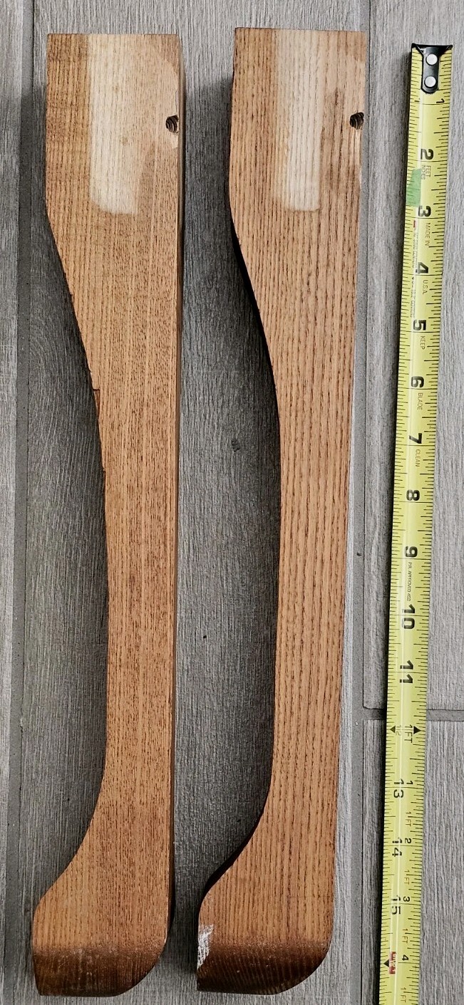 2 Queen Anne Style Solid Oak Wood Table Legs Salvage 16″ Tall Repurpose Crafter