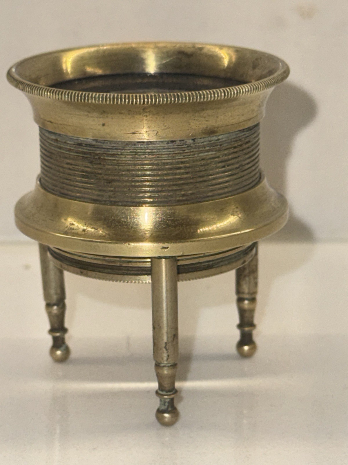 Antique 19th C desk Ship Captain Cartography Brass Magnifying glass