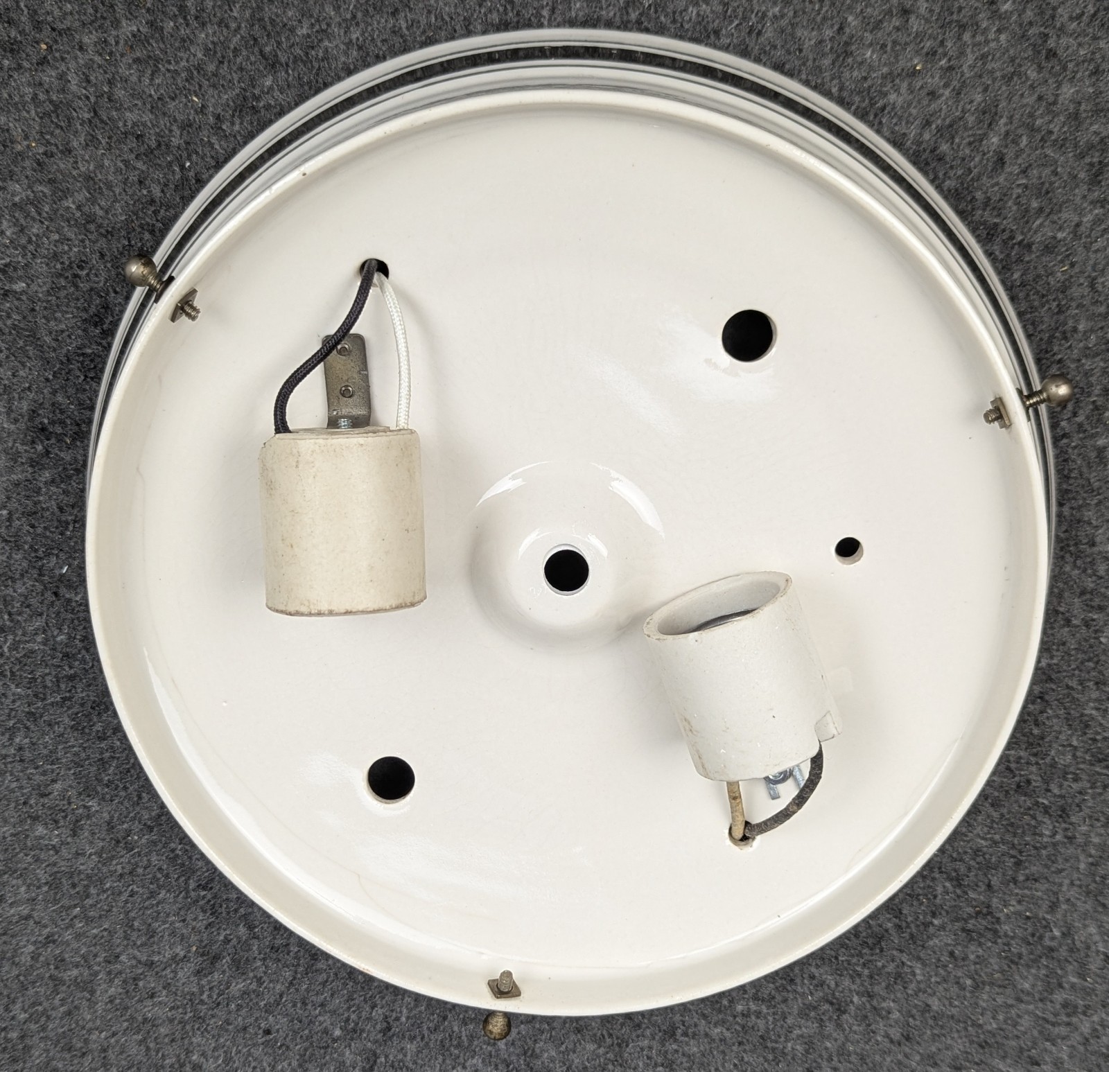 Restored Ox-eye Ceiling Light Fixture, 1930s to 1950s, Deco & MCM, Complete