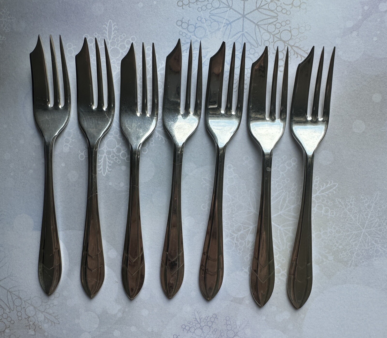 Sheffield England M.S. Ltd EPNS Loxley Pastry Fork Silverware Set 7
