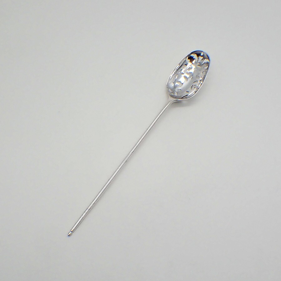 Antique Mote Spoon Coin Silver Mono IR