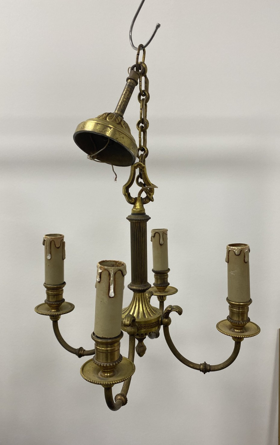 French 4 Arm Bronze Chandelier Rare Design Heavy H30cm W27cm