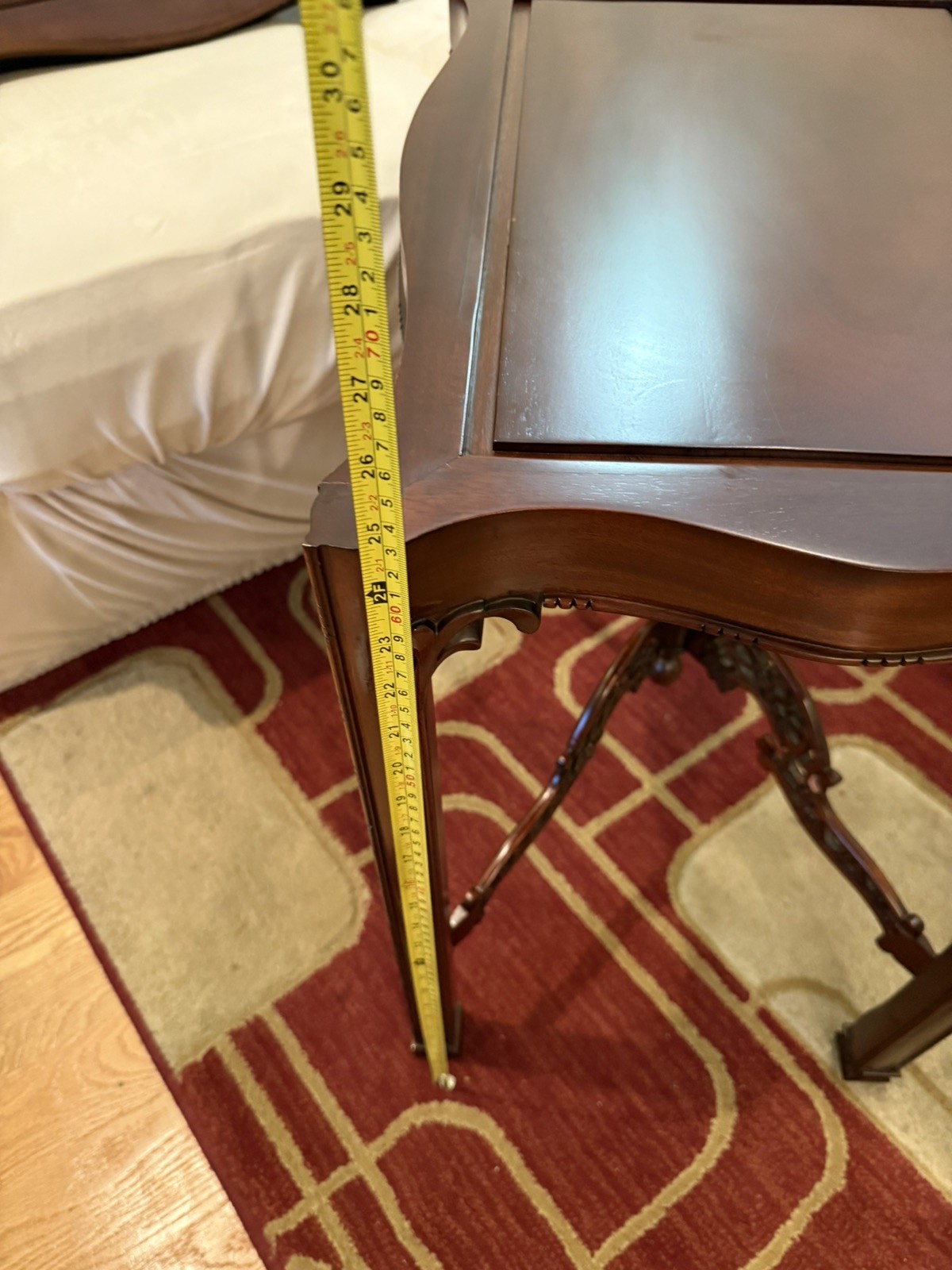 Mahogany Chippendale-style tea table with removable gallery tray top.