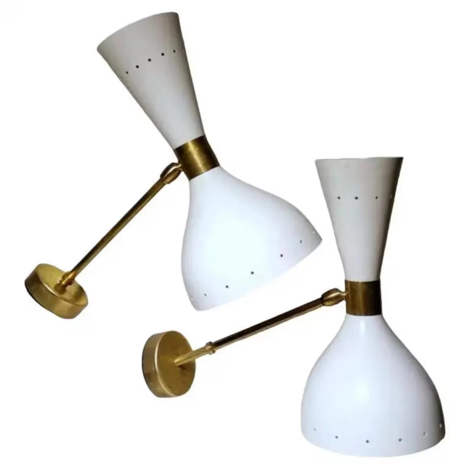 1950 mid century brass & metal sputnik Italian wall sconce light set of 2