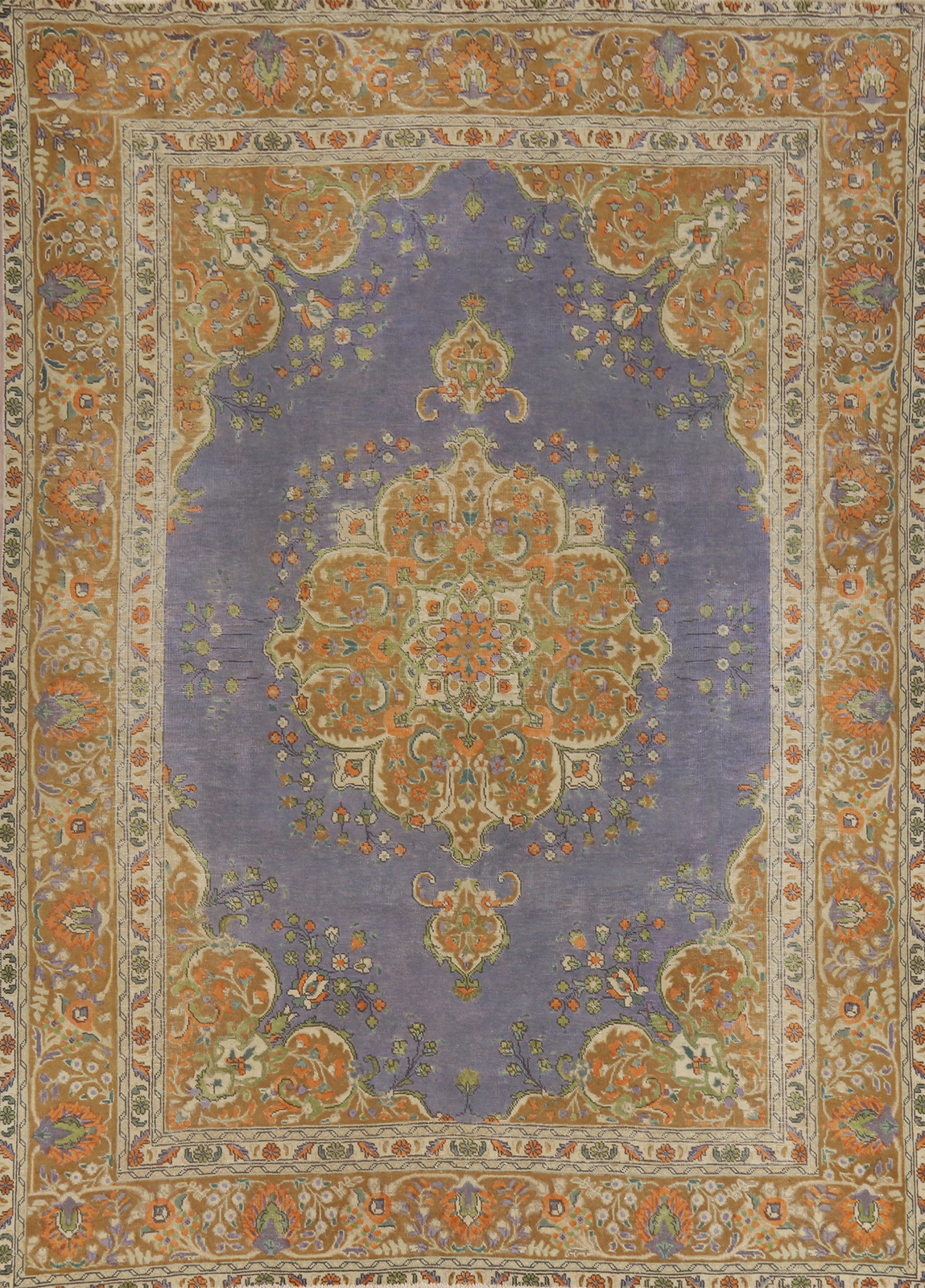 Purple Wool Traditional Vintage Handmade Room Size Rug 8×11 Medallion Carpet