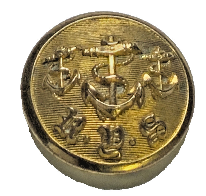 RARE ROYAL YACHT SQUADRON, ENGLAND (no crown) GILT COAT BUTTON 24mm 1850-75 USED