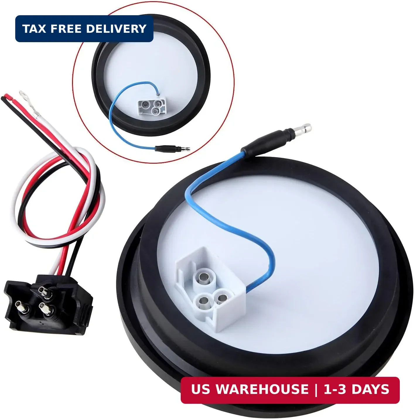 4Pcs 4″ Round Red Stop Turn Tail Lights to White Back-up Lights 19 LED, 4 Inch