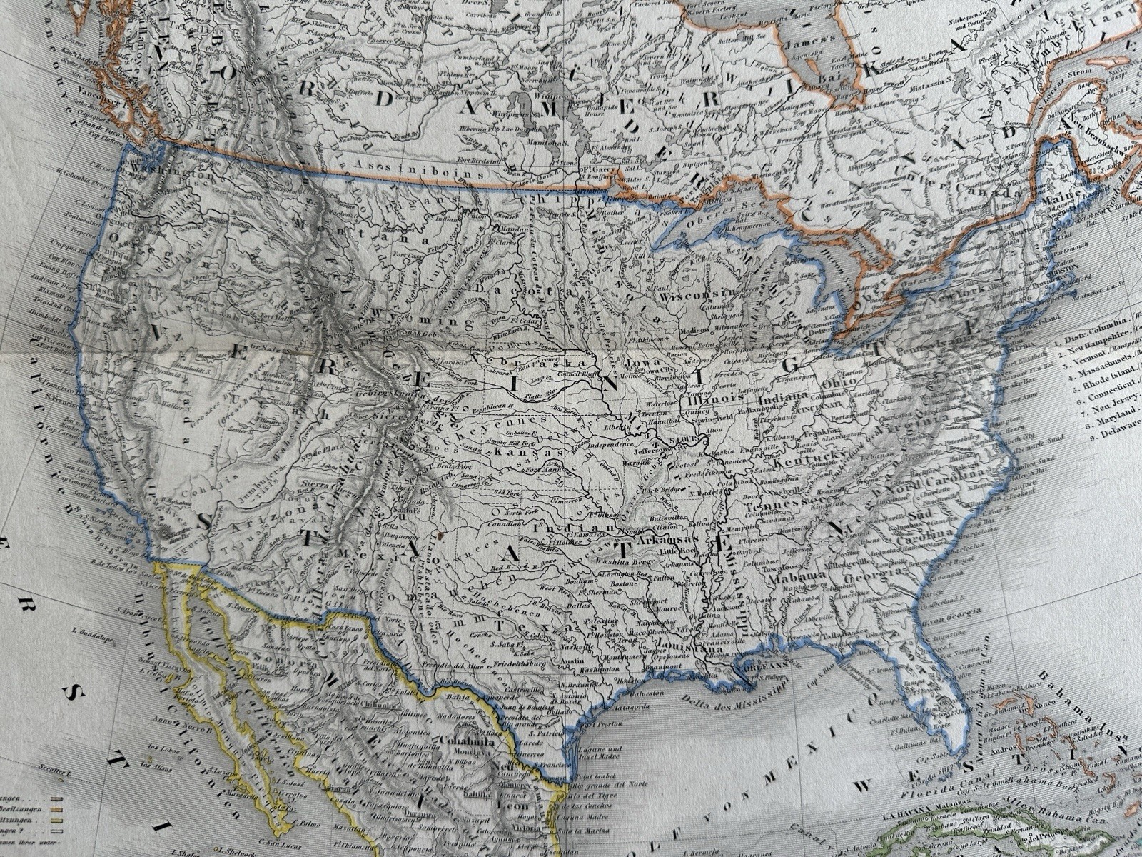 North America Russian Alaska c.1865 Bruckner Stein scarce antique large map