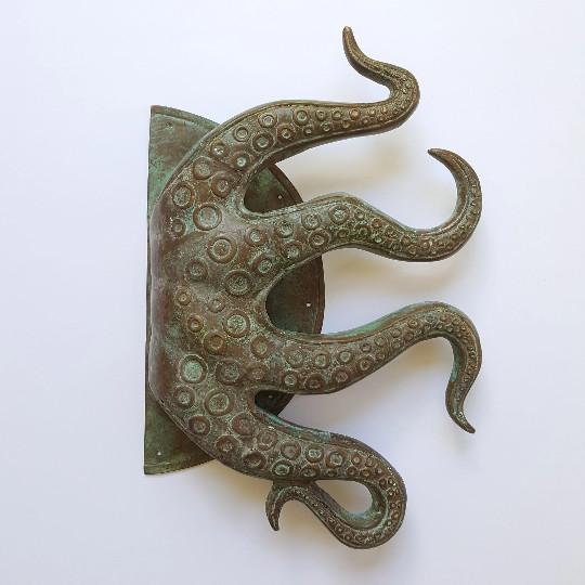 Large Octopus Brass Door Pull Handle 18” Polished Solid Brass Tentacle Grab