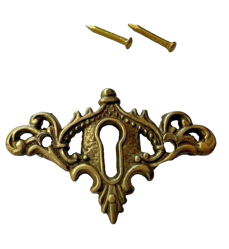 Victorian Keyhole Escutcheon Antique Brass 2 1/8″ X 1 3/8″