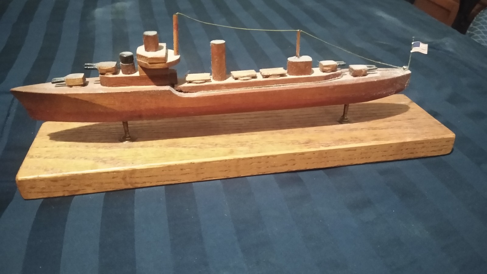 Solid Cedar / Maple WW1 Wood Torpedo Ship Model On Base circa 1940 Model