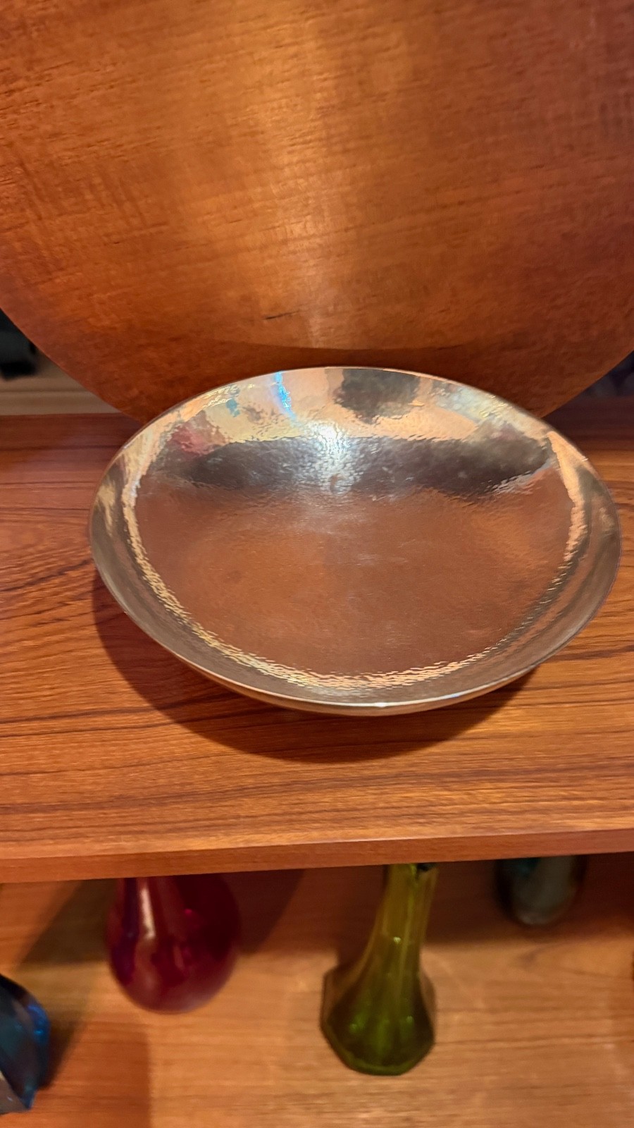 RARE Hand Hammered Art Deco Franz Bibus 800 Silver Bowl Macassar Ebony Feet
