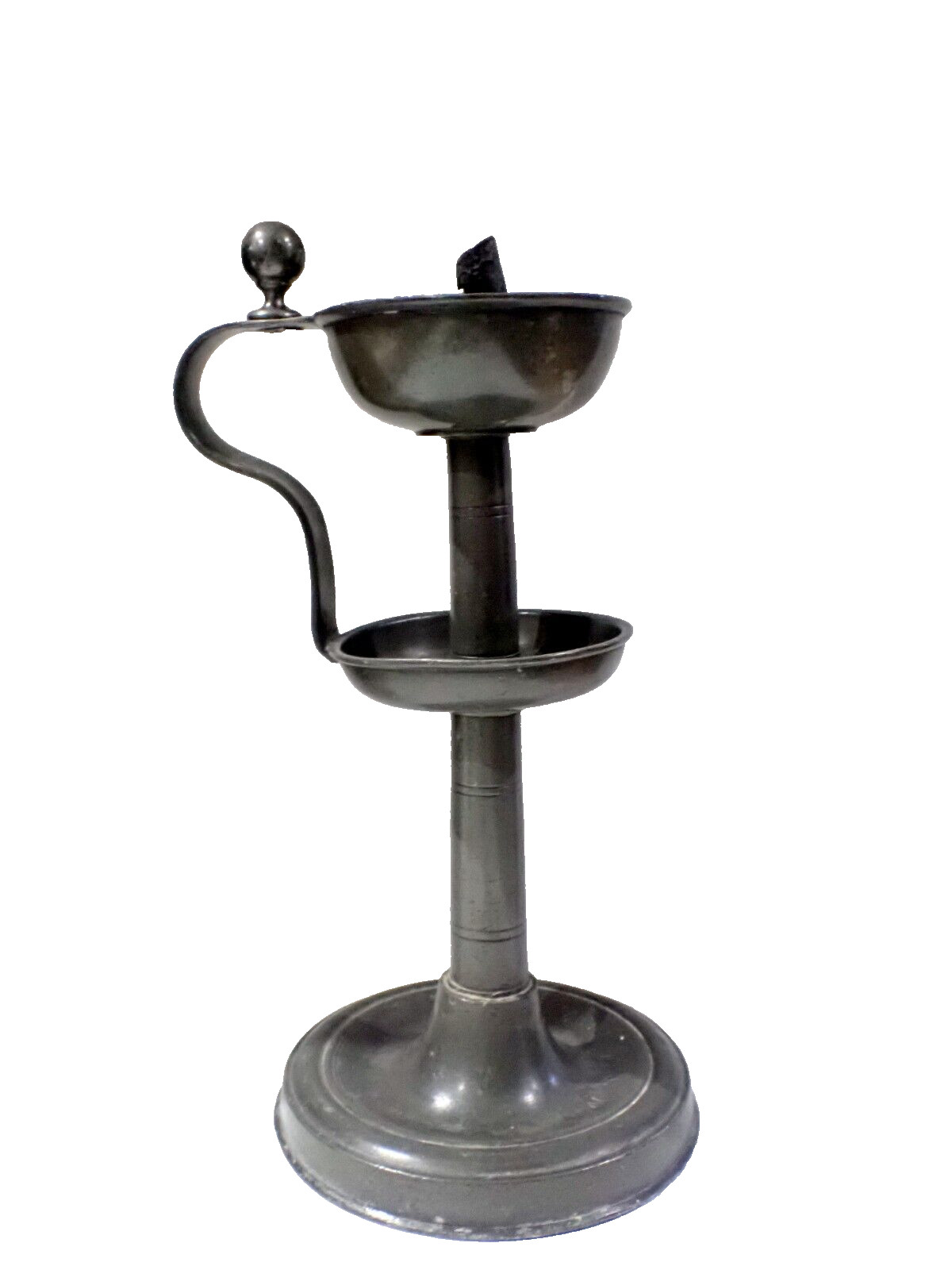 Antique Pewter Oil Lamp c. 1850s poss. American