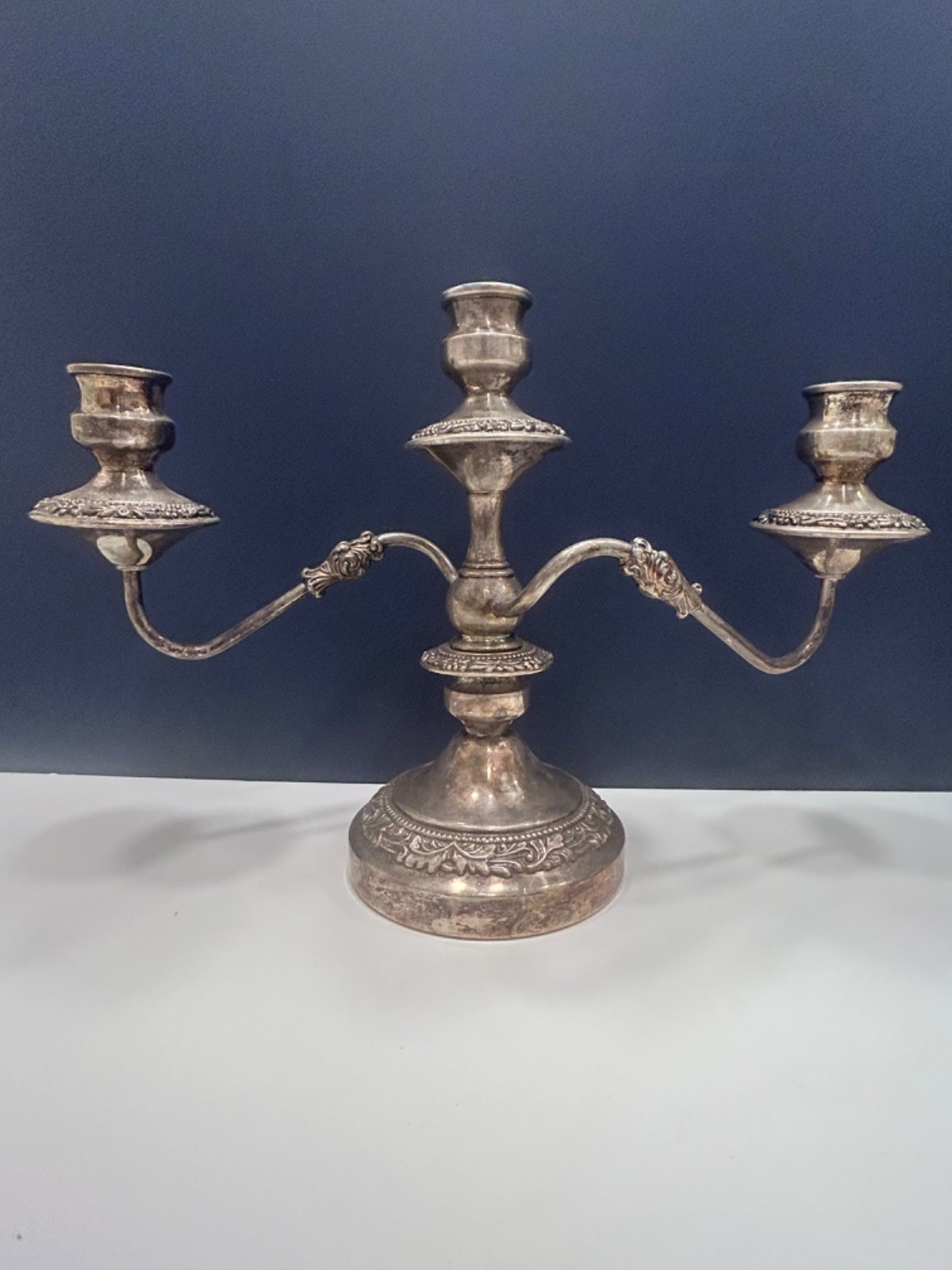 Stunning Vintage/Antique Ornate 3 Candle Candelabra Silver-Plate “Crown” Marked!