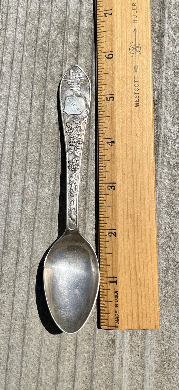 Vintage Chinese Export Silver Spoon Marked HC Longevity Tested Silver 26.7 Grams