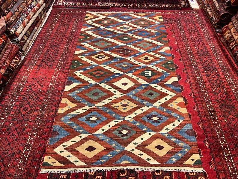 200 X 100 Stunning Natural Vegetable Dye Contemporary Multi Color Turkish Runer