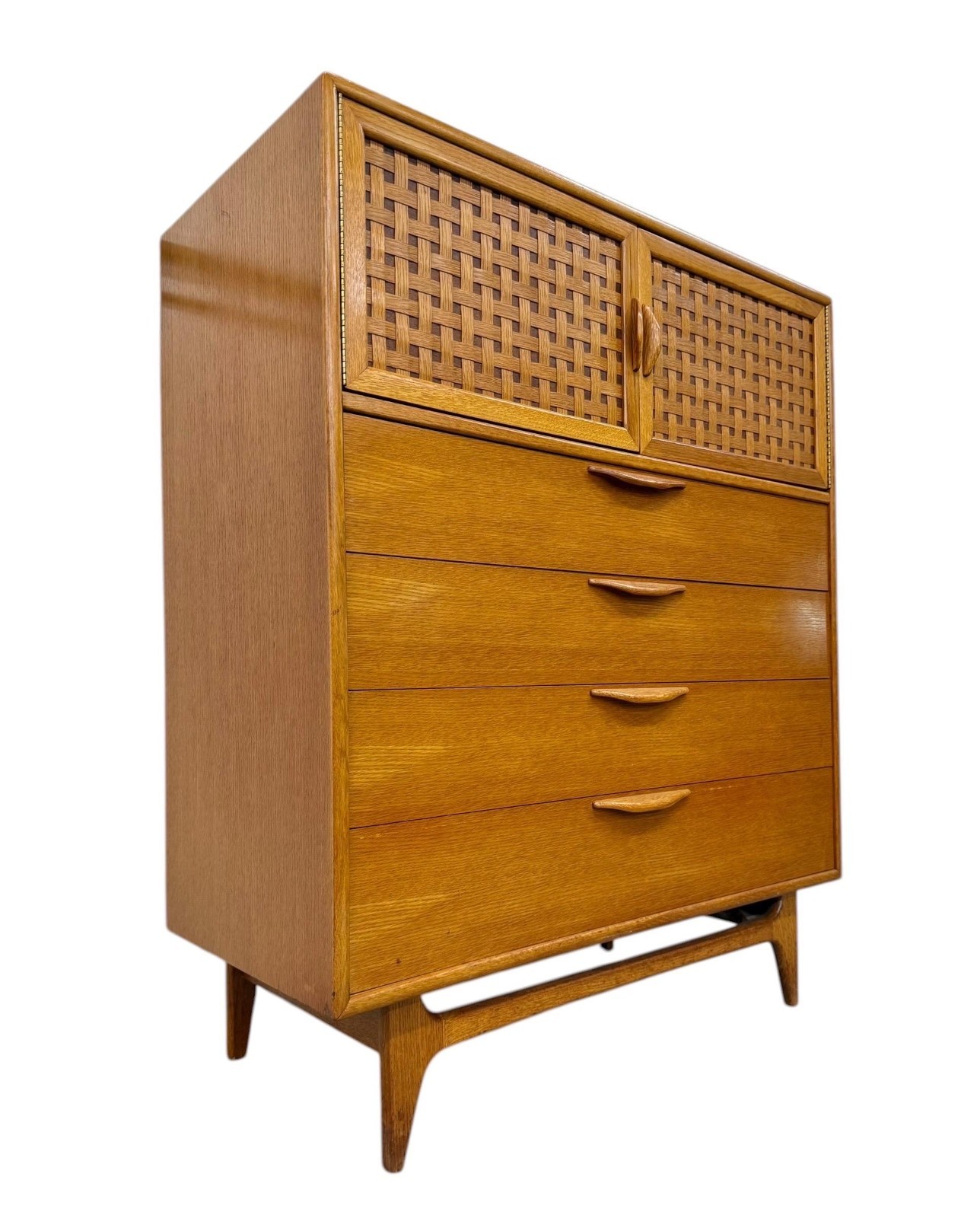 Mid-Century Modern Lane Perception Blonde Oak High Chest
