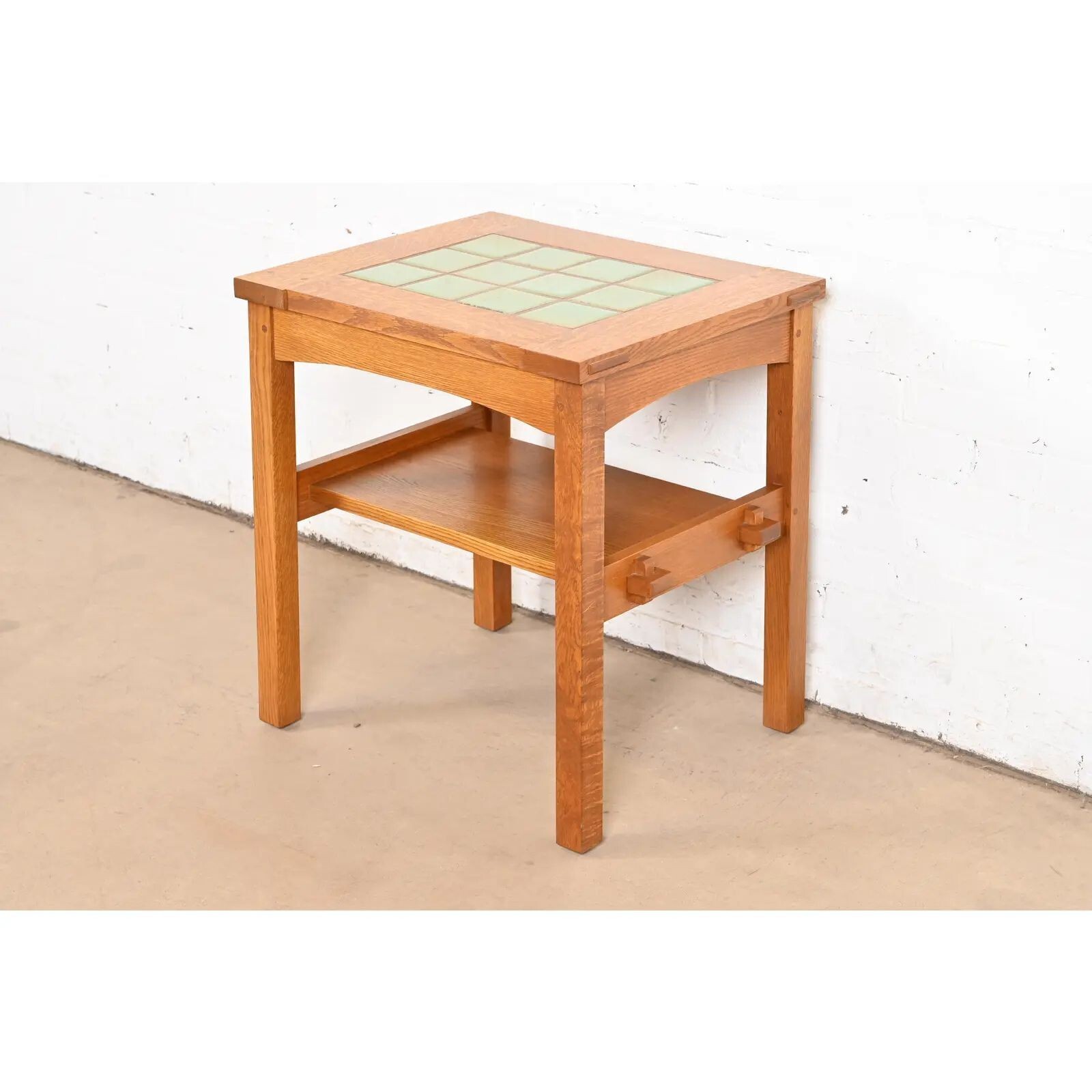 Stickley Mission Oak Arts & Crafts Tile Top Occasional Side Table