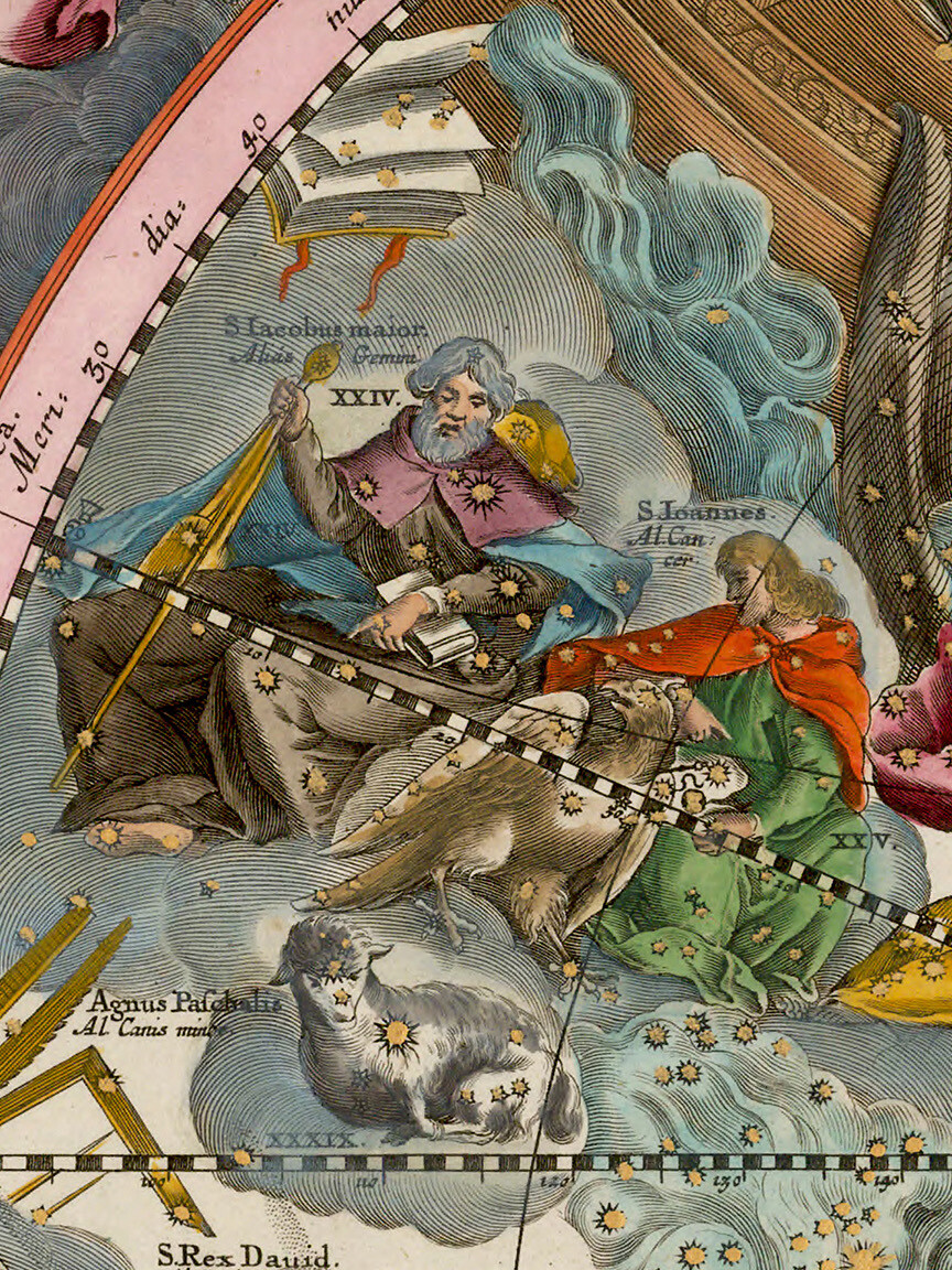1660 First Christian Hemisphere – Plate 22 of the Harmonia Macrocosmica – 20×24